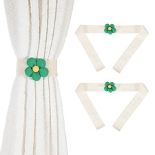 Curtain Tiebacks, 2 Pack Cute Flower Curtain Ties, Five-petal Green