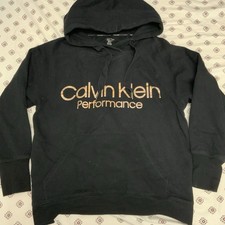 Calvin Klein Women's Performance Hoodie Black Logo Small Sweatshirt Pullover