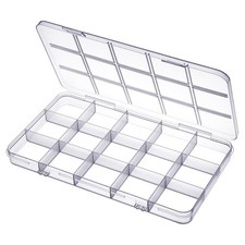 2 Pack 15 Grids Bead Organizer Bead Containers for Organizing Mini Clear Plas...