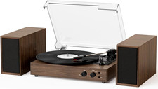 Vintage 3-Speed Vinyl Record Player with Bluetooth and Dual Speakers