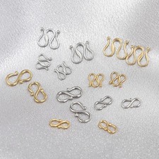50pcs 18k gold plated stainless steel W S shape clasps necklace connectors