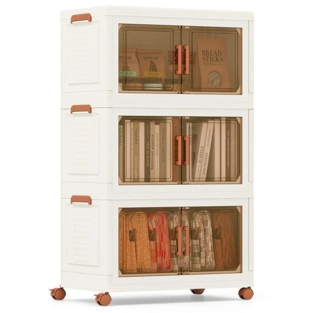 156L Stackable Plastic Collapsible Storage Bins