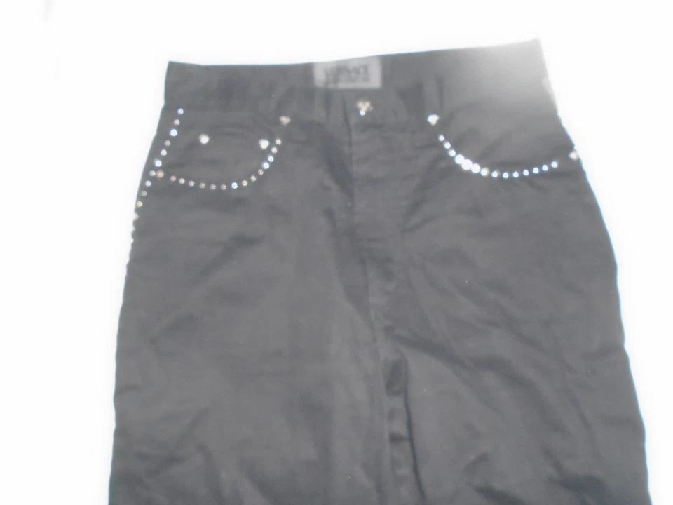 Versace джинсы Couture женщин черный с заклепками прямые штанины брюки ярлык размер 30 x 44 сертификат подлинности - Изображение 4 из 4