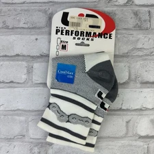 Lin Performance Bike Chain Socks Cycling Running CoolMax Gray White Size Med New