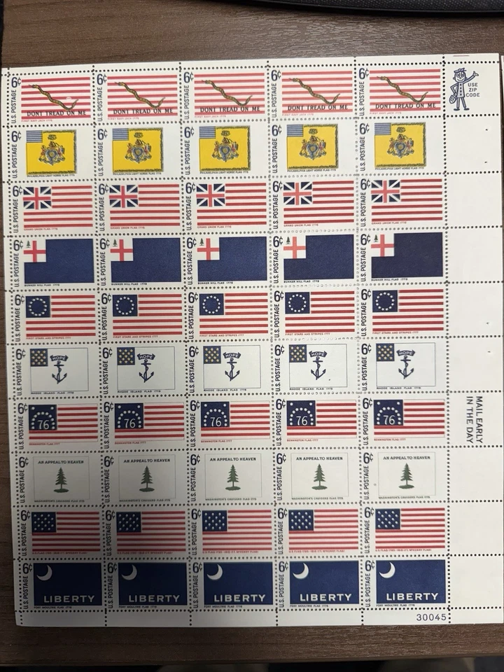 US SC# 1345-54 6c HISTORIC FLAGS TWO FULL SHEETS OF 50 MNH  ISSUED IN 1968 - Image 2 of 4