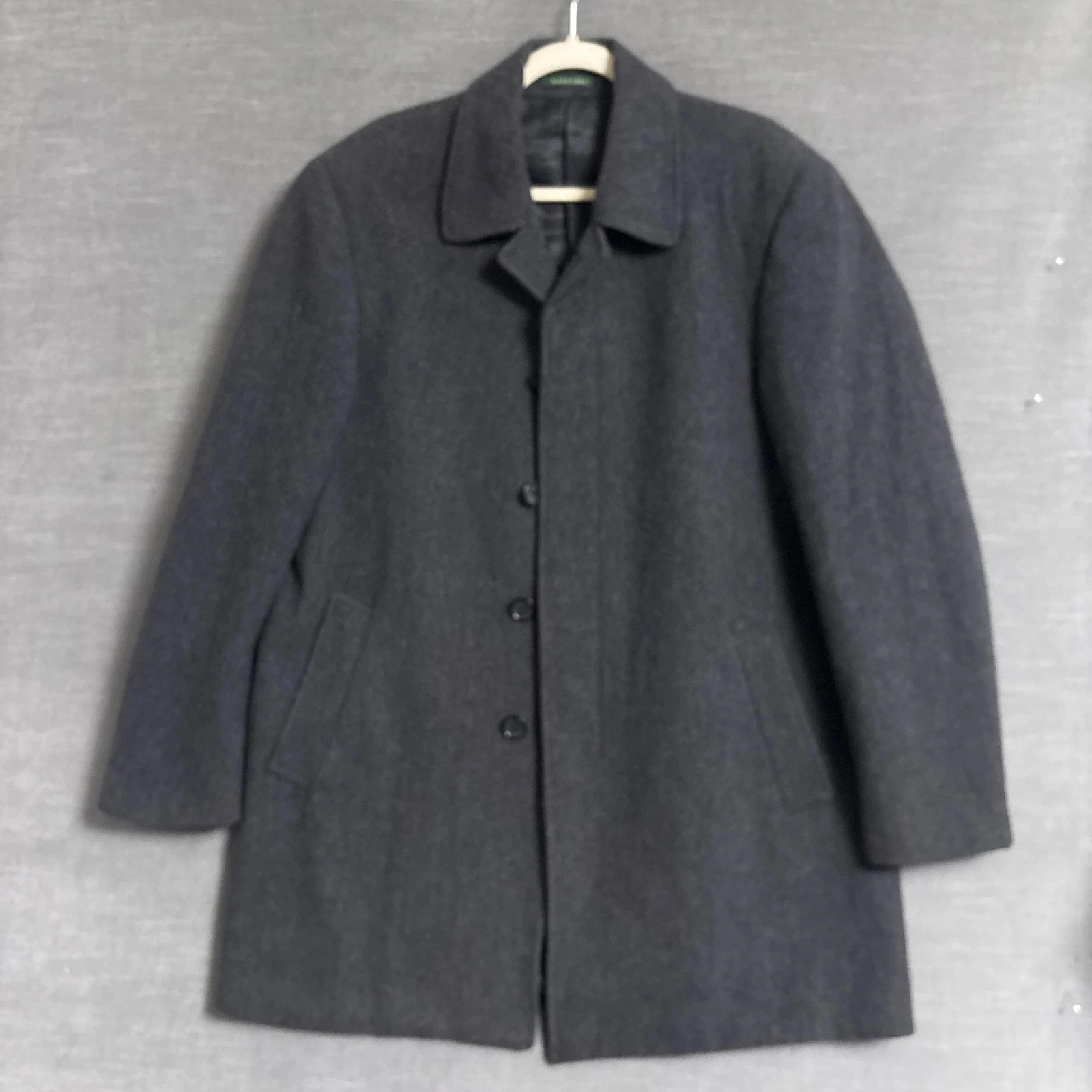 Lauren Ralph Lauren Coat Mens 40R Gray Wool Herringbone Overcoat Classic Jake - product detail image 1