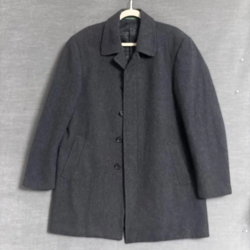 Lauren Ralph Lauren Coat Mens 40R Gray Wool Herringbone Overcoat Classic Jake - product listing photo