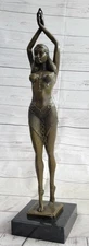 Chiparus Star Dancer Girl Art Deco Bronze Statue Sculpture Figure on Marble Base