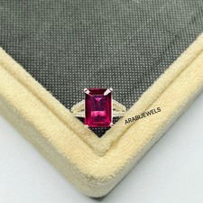 Emerald Cut Pink Sapphire Ring 925 Sterling Silver Gift For Her Engagement Ring.
