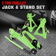 2 Ton 4000 lbs Hydraulic Trolley Floor Lift Jack Stands Combo Lifting Car Green