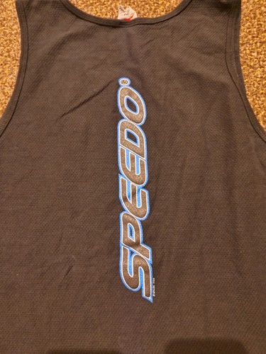 Vintage Y2K Speedo Tank Top Shirt Size XL Made In USA Mesh Black Double Sided - Picture 10 of 11