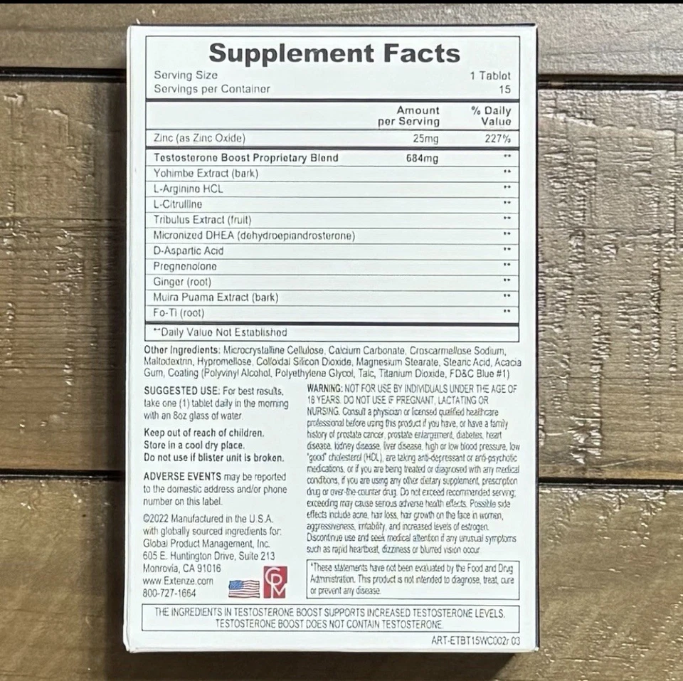 Extenze Testosterone Boost Extra Strength Male Enhancement, 15 Tablets 08/2026 - Image 3 of 4