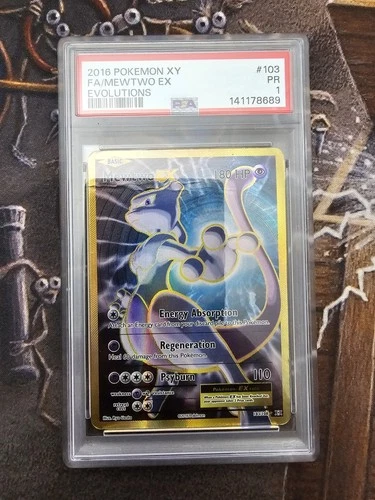 Pokémon Mewtwo EX Full Art Ultra Rare Holo 103/108 Evolutions PSA 1 Card