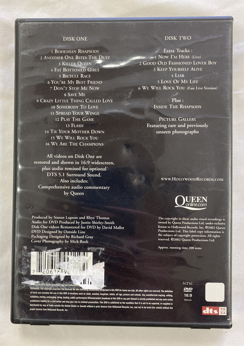 QUEEN - GREATEST VIDEO HITS 1 - THE DVD COLLECTION - 2 DISC SET