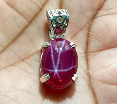 Certified 28.00 Ct Natural 6 Ray Star RUBY 925 Solid Silver Pendant Gemstone