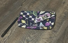 Vera Bradley FLORAL NIGHTINGALE Envelope Wallet Wristlet Purple/Blue/Green