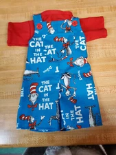DR SEUSS CAT IN THE HAT OVERALLS plus TEE SHIRT for 16" CPK Cabbage Patch KIDS