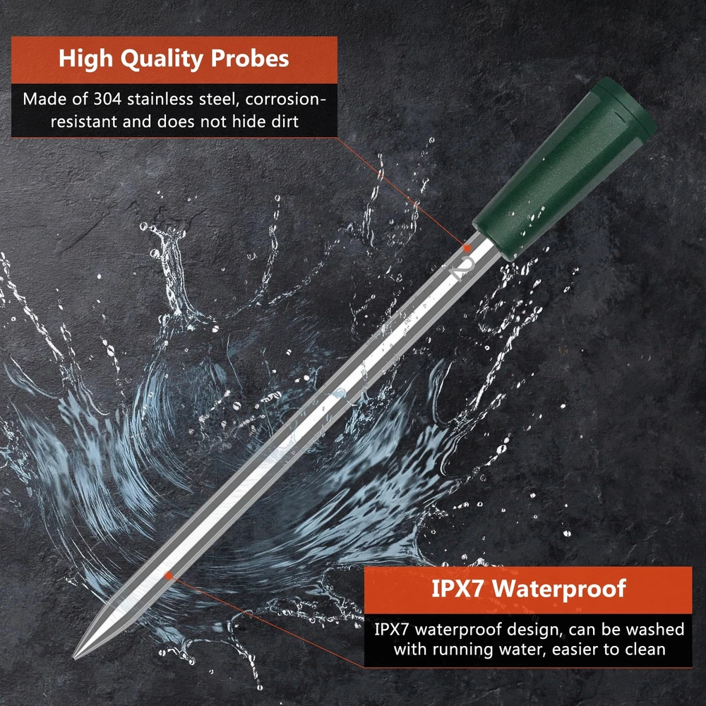 Kitcanis Meat Thermometer Wireless, 2 Probe 572FT Long Range Bluetooth Meat T...