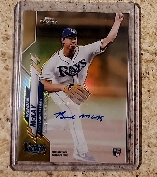 2020 GOLD #/50 TOPPS CHROME BRENDAN MCKAY RC REFRACTOR AUTO AUTOGRAPH ROOKIE SP  - Image 2 of 4