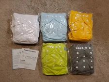 ALVABABY Pocket Cloth Diapers 5 pcs + 10 Insert...