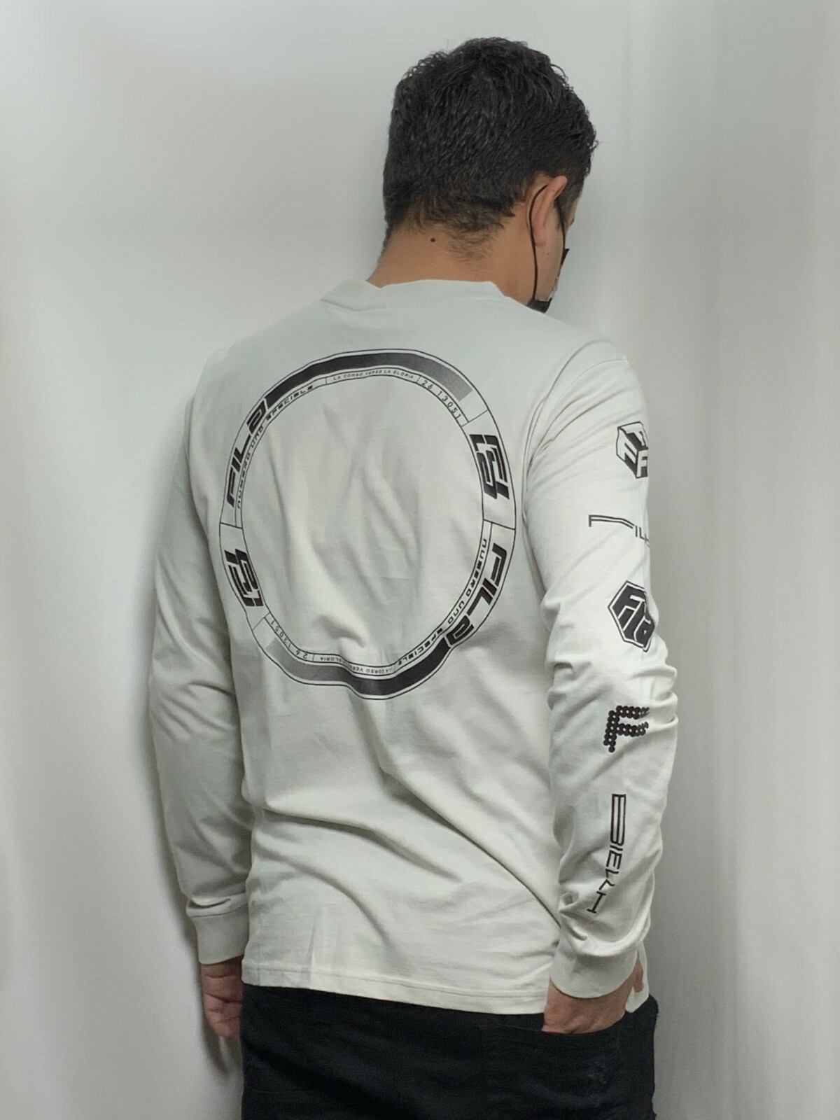 T shirt uomo Fila bianca nera manica lunga