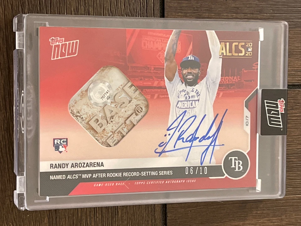 2020 TOPPS NOW RANDY AROZARENA AUTO ALCS Autograph LOGO BASE RELIC RC 435C #6/10 - Image 2 of 3