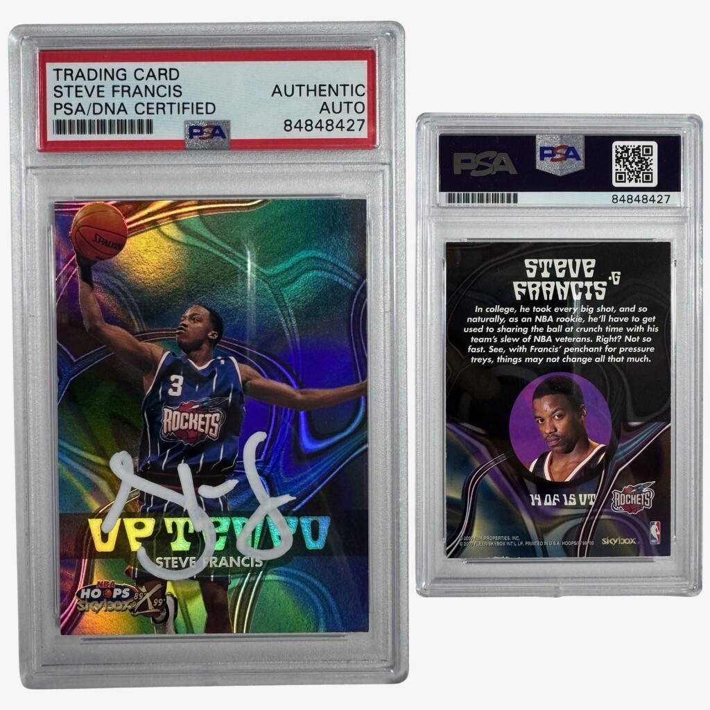2000 Steve Francis Autographed NBA Hoops Skybox Uptempo RC #14 PSA Authentic Aut
