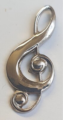 Musik Pin, '' Bodenschlüssel '' , Silber  