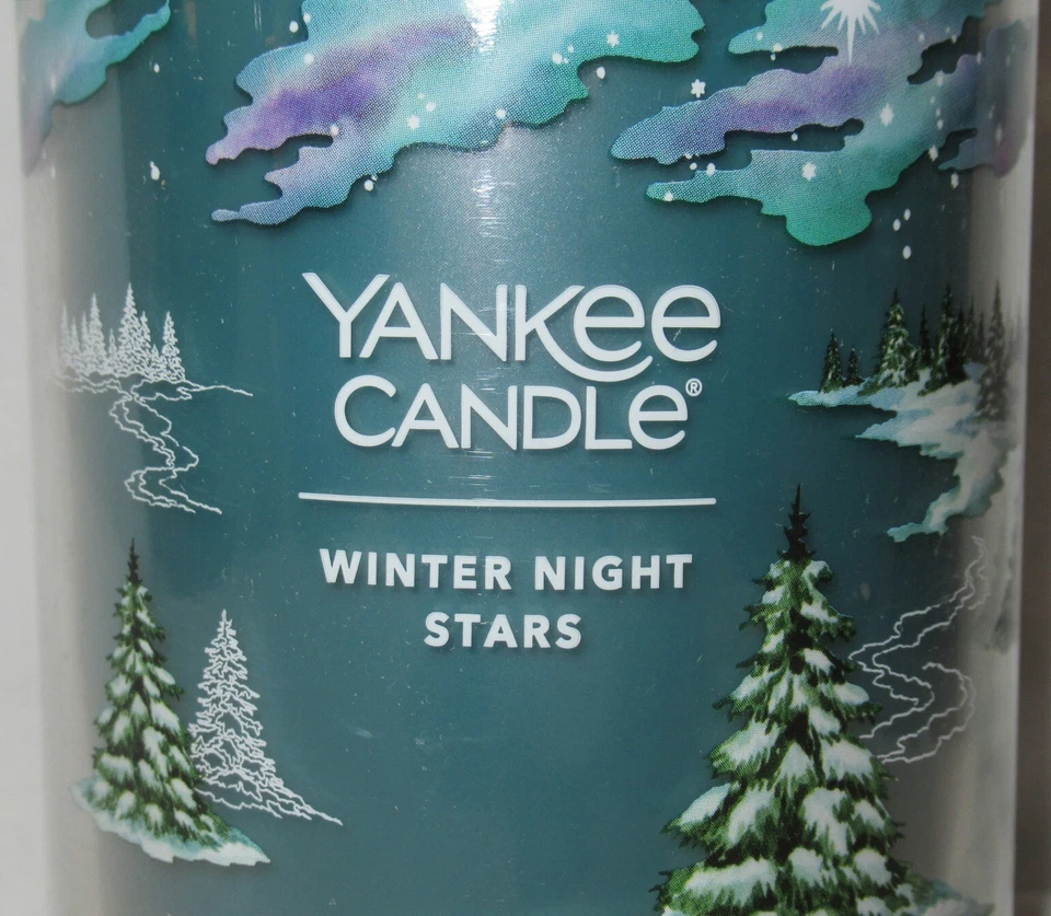 Yankee Candle Large Jar Pillar 2-wick 20 oz teal WINTER NIGHT STARS - Image 2 of 4