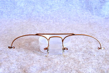 vintage eyeglasses metal half frame front gold 5-1/4 across