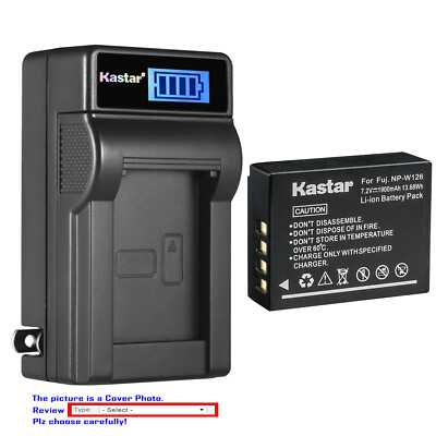 Kastar Battery LCD Wall Charger for Fujifilm NP-W126 NP-W126S & Fujifilm X-T20