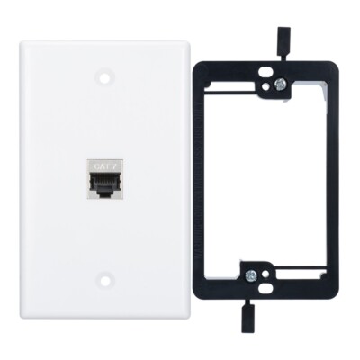 CAT7 RJ45 Keystone Wall Plate with  Low Voltage Mounting Bracket Inline Coupler
