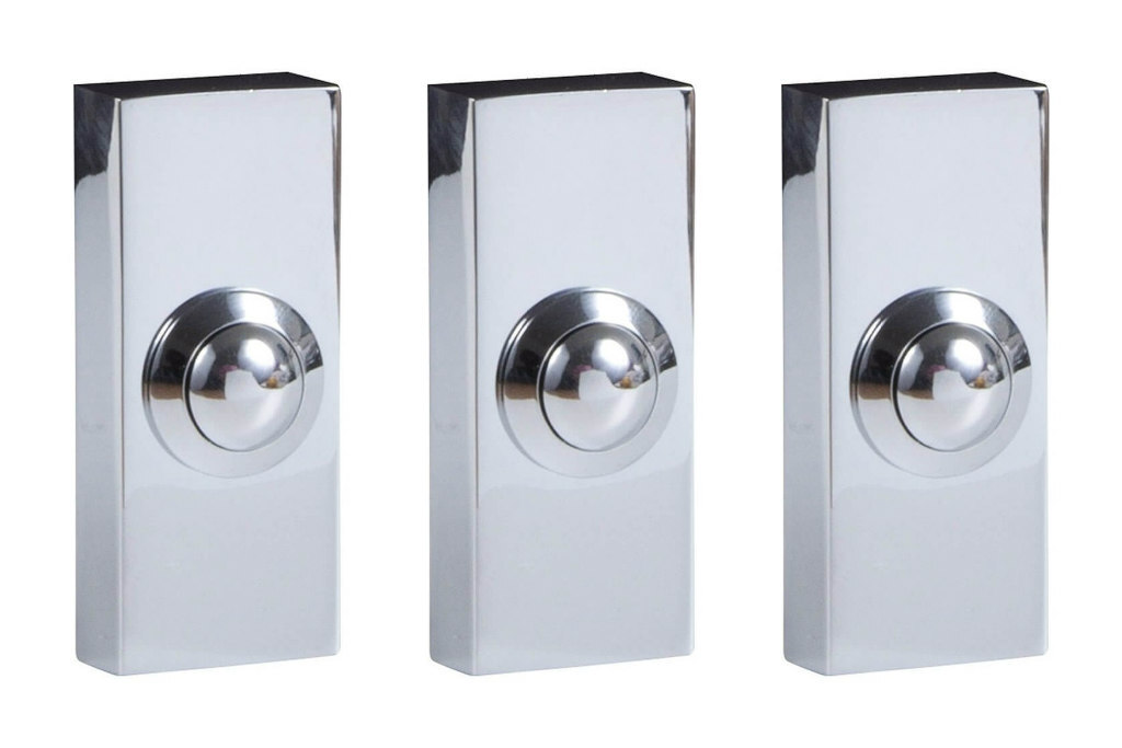 3 x Byron 2204BC Surface Door Bell Pushes (Highly Polished Chrome)