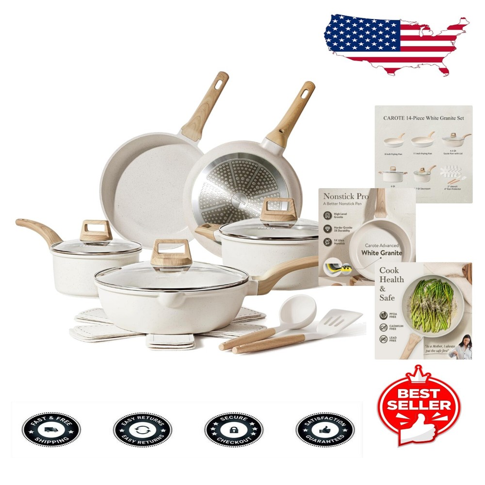 Versatile 14-Piece Die-Cast Aluminum Nonstick Pots & Pans Set for All Stoves