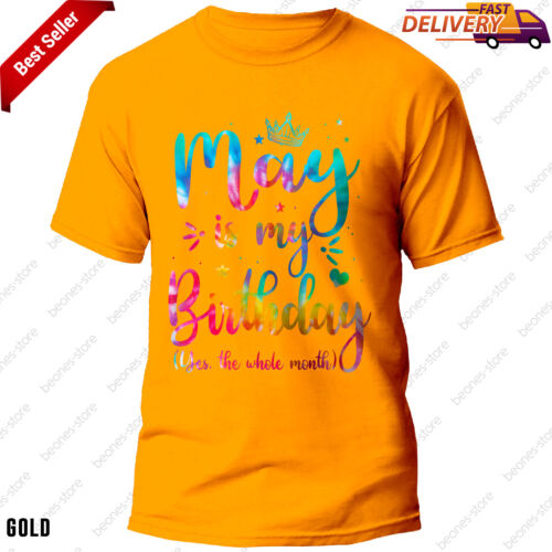 May Is My Birthday Yes The Whole Month Tee, Cute May Bday Tie Dye T-Shirt - Picture 4 of 13