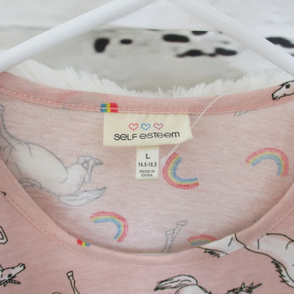 Autoestima Niñas Grande (14/16) 3 Piezas Imitación Piel Chaleco Camiseta Diadema Unicornios Foto 4 de 4