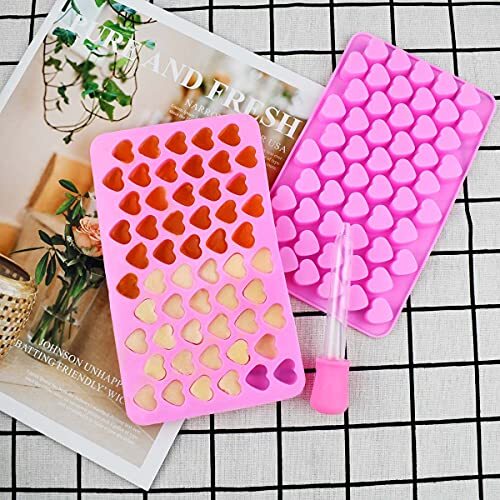 2 Pack Silicone Mini Heart Molds with 2 Droppers Ice Cube Heart Molds Gummy - Picture 6 of 8