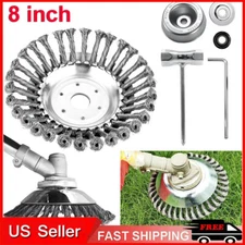 6 8 10 inch Steel Wire Wheel Brush Cutter Weed Eater Trimmer Head w/ Adapter Kit