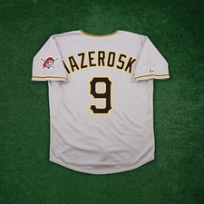 Camiseta deportiva de carretera gris para hombre Bill Mazeroski Pittsburgh Pirates con parche de equipo
