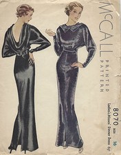 1934 Vintage Sewing Pattern B34 EVENING DINNER DRESS 1296