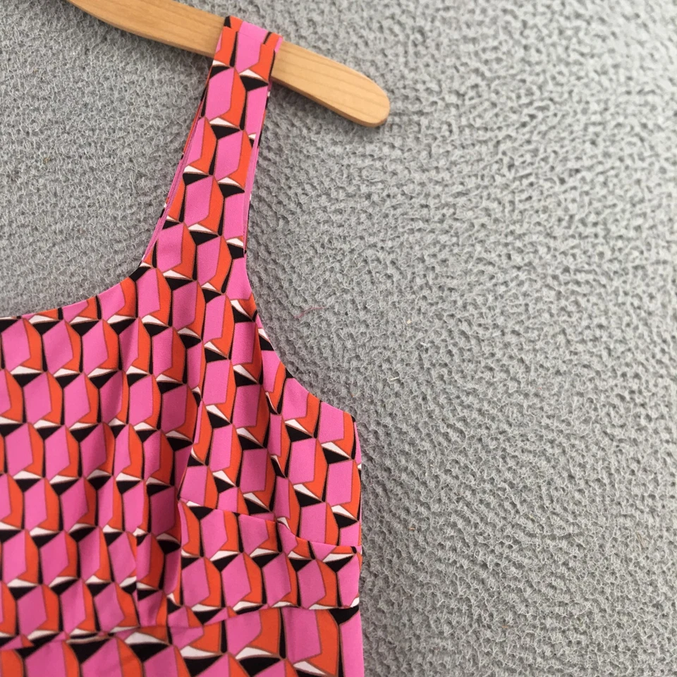 Diane Von Furstenberg Mini Dress Womens 18 Pink Multicolor Sleeveless Geometric - Image 4 of 4