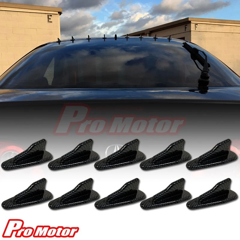 10 PIEZAS Universal Fibra de Carbono Aire Vórtice Generador Aleta de Tiburón Jet Spoiler Difusor Foto 3 de 4