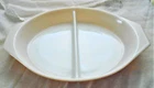 Vintage Pyrex #5 Primary Yellow 1 -1/2 Qt Quart Oval Divided Casserole Dish