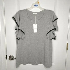 NWT Pleione Womens Gray Short Sleeve Blouse Size XLP USA