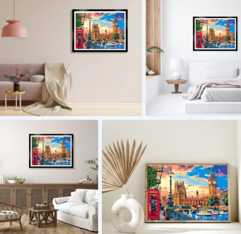 DIY Paint by Numbers for Adults, Big Ben London Landscape Canvas Acrylic Paint - Image 4 of 4