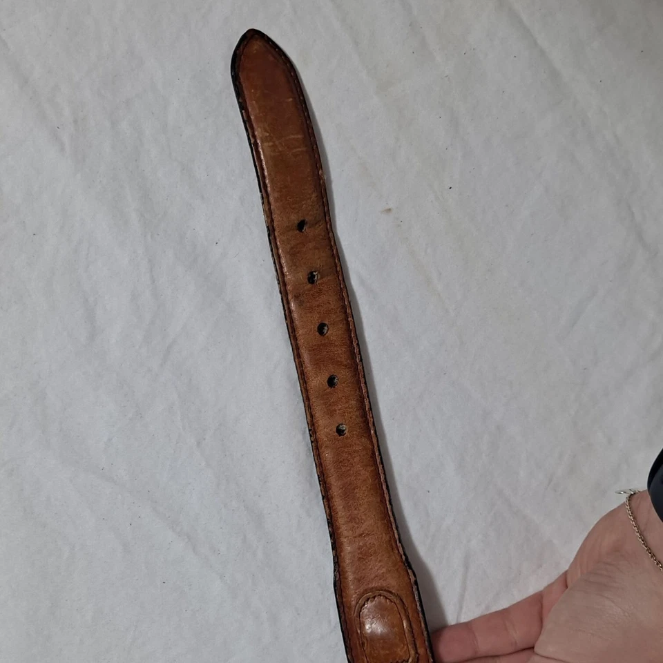 Cinturón de cuero para hombre 36" coñac trenzado hebilla de latón clásico Western Heritage Boho Foto 4 de 4