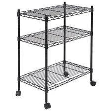 3-Shelf Shelving Storage Unit 2" Wheel Casters Steel Organizer Wire Rack Bedroom