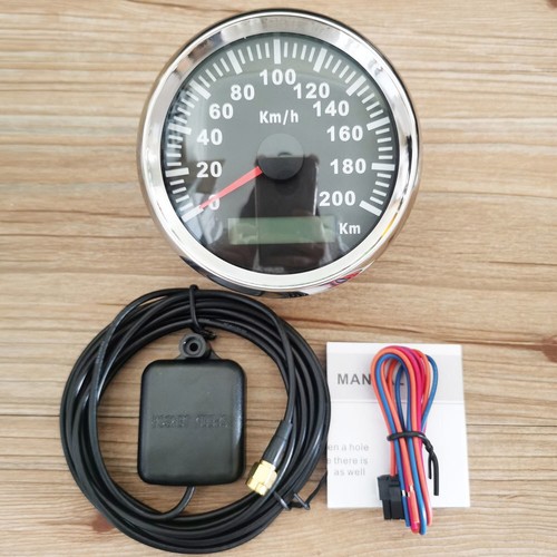 85mm 200kph GPS Speedometer For Auto Marine Black Odometer Red Backlight 9-32VDC - Picture 2 of 7