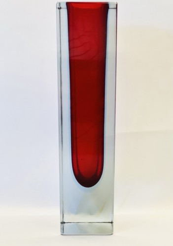 MURANO Glas Blockvase Flavio Poli Seguso Vetri d'Arte Sommerso glass Venice 27cm