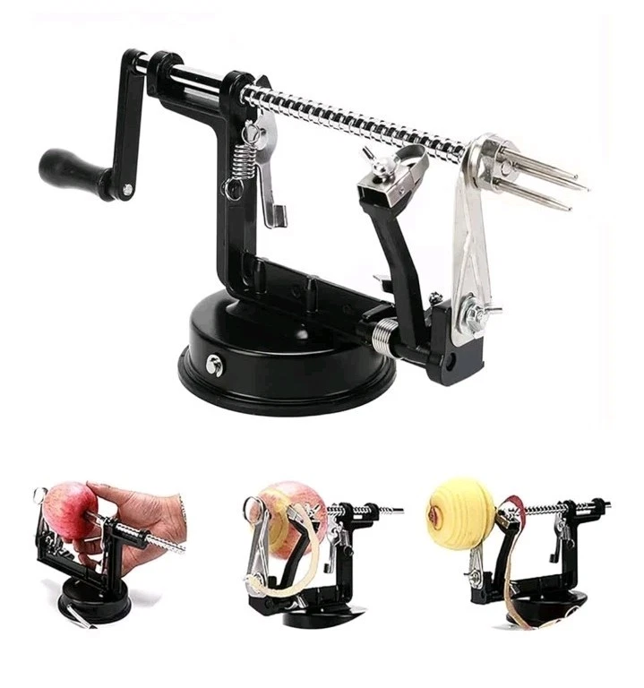 3-in-1 Stainless Steel Hand-Crank Apple Peeler Slicer & Corer – Kitchen Tool